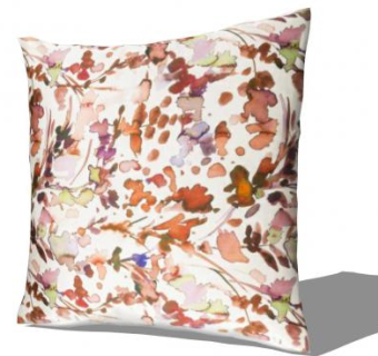 橙色水彩绢花图案抱枕SU模型下载_sketchup草图大师SKP模型