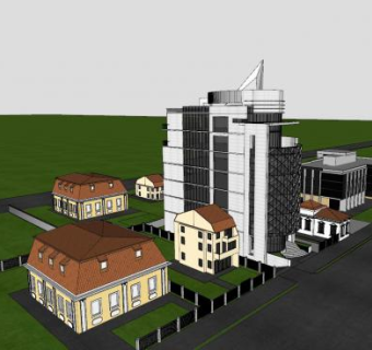 办公大楼现代写字楼SU模型下载_sketchup草图大师SKP模型