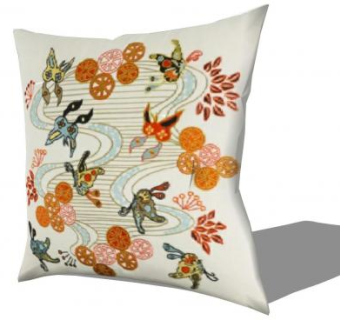 中国风蝴蝶抱枕SU模型下载_sketchup草图大师SKP模型