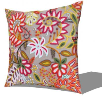 手工花卉刺绣抱枕SU模型下载_sketchup草图大师SKP模型