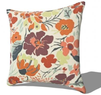 热带花朵印花抱枕SU模型下载_sketchup草图大师SKP模型