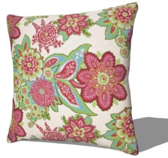 中国风花卉抱枕SU模型下载_sketchup草图大师SKP模型