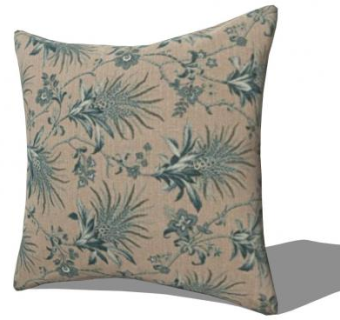 植物印花灰褐色抱枕SU模型下载_sketchup草图大师SKP模型