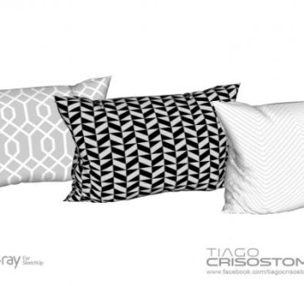 几何印花卧室枕头设计SU模型下载_sketchup草图大师SKP模型