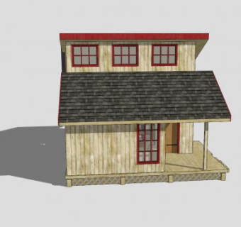 现代小屋房子建筑SU模型下载_sketchup草图大师SKP模型