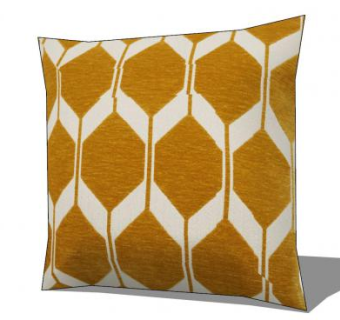 简约黄色印花抱枕SU模型下载_sketchup草图大师SKP模型