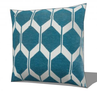 简约蓝色印花抱枕SU模型下载_sketchup草图大师SKP模型