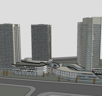办公大楼商场建筑SU模型下载_sketchup草图大师SKP模型