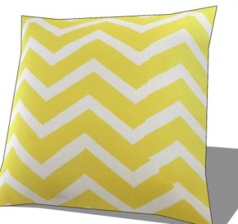 黄白色W条纹抱枕SU模型下载_sketchup草图大师SKP模型