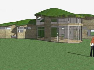 现代绿色房子建筑SU模型下载_sketchup草图大师SKP模型