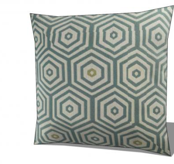 几何图案蓝色枕头SU模型下载_sketchup草图大师SKP模型