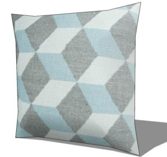 蓝灰色面料图形靠垫SU模型下载_sketchup草图大师SKP模型