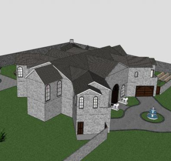 城堡风格房子建筑SU模型下载_sketchup草图大师SKP模型