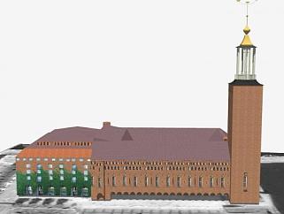 斯德哥尔摩市政厅建筑SU模型下载_sketchup草图大师SKP模型