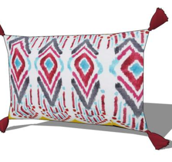 民族印花棉绒枕头SU模型下载_sketchup草图大师SKP模型