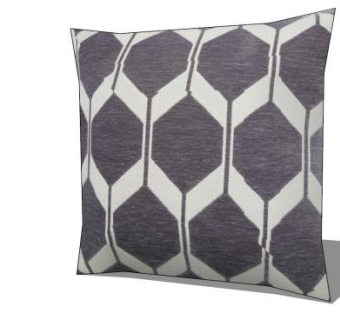 简约图案印花抱枕SU模型下载_sketchup草图大师SKP模型