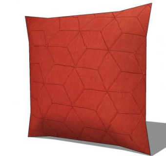 红色简约棉枕SU模型下载_sketchup草图大师SKP模型