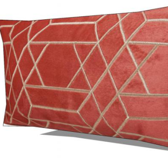 红色图形绒面抱枕SU模型下载_sketchup草图大师SKP模型