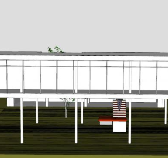 玻璃户外房子建筑SU模型下载_sketchup草图大师SKP模型