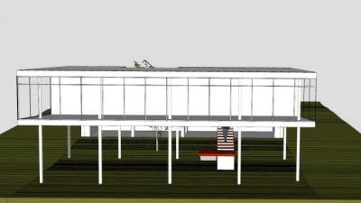 玻璃户外房子建筑SU模型下载_sketchup草图大师SKP模型