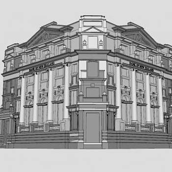 新西兰银行大楼建筑SU模型下载_sketchup草图大师SKP模型