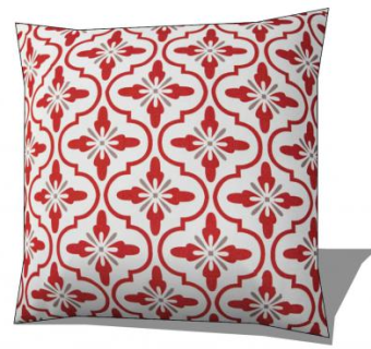 三色图案织物抱枕SU模型下载_sketchup草图大师SKP模型