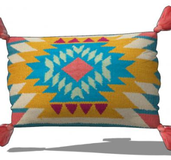 四角流苏多色棉绒枕头SU模型下载_sketchup草图大师SKP模型