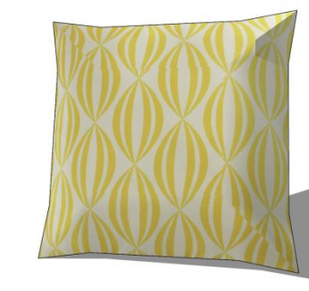 黄白色弧形纹理抱枕SU模型下载_sketchup草图大师SKP模型