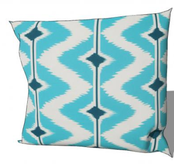 简约蓝白色印花抱枕SU模型下载_sketchup草图大师SKP模型