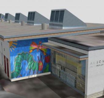 现代儿童发展中心建筑SU模型下载_sketchup草图大师SKP模型