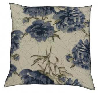 蓝色玫瑰印花抱枕SU模型下载_sketchup草图大师SKP模型