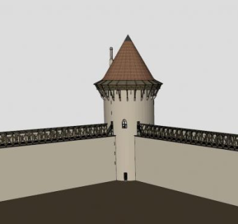 中世纪城堡塔楼建筑SU模型下载_sketchup草图大师SKP模型