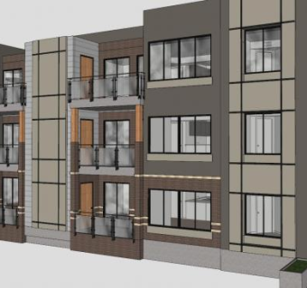 文巴克大街建筑房子SU模型下载_sketchup草图大师SKP模型