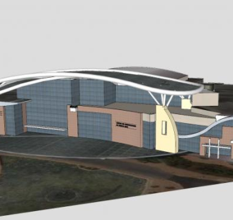 波多黎各会议中心建筑SU模型下载_sketchup草图大师SKP模型