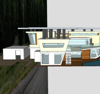 湖边房子建筑SU模型下载_sketchup草图大师SKP模型