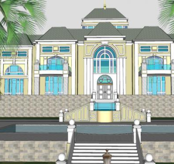巨大房子建筑SU模型下载_sketchup草图大师SKP模型