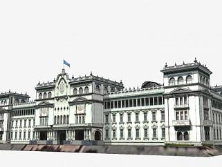 国家文化宫殿建筑SU模型下载_sketchup草图大师SKP模型