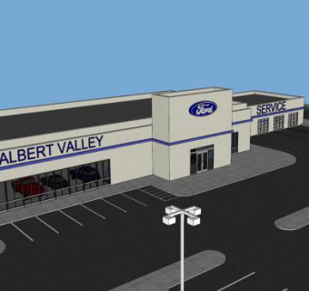 福特汽车经销商建筑SU模型下载_sketchup草图大师SKP模型