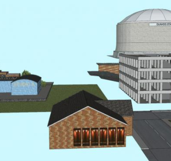 商业区市中心建筑SU模型下载_sketchup草图大师SKP模型