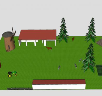 农场房子建筑SU模型下载_sketchup草图大师SKP模型