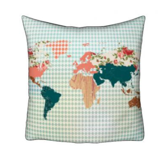 世界地图印花抱枕SU模型下载_sketchup草图大师SKP模型