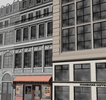 现代商业建筑房子SU模型下载_sketchup草图大师SKP模型