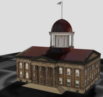 老州议会办公建筑SU模型下载_sketchup草图大师SKP模型