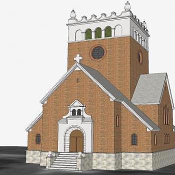 路德丘奇建筑房子SU模型下载_sketchup草图大师SKP模型