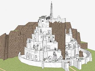 白城堡建筑房子SU模型下载_sketchup草图大师SKP模型