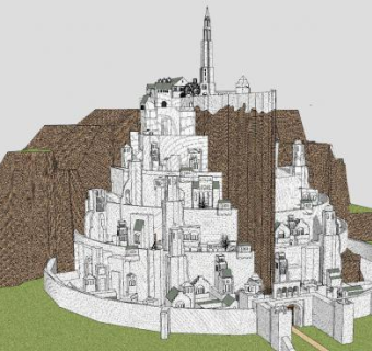 白城堡建筑房子SU模型下载_sketchup草图大师SKP模型