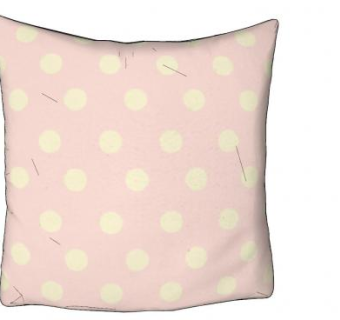 黄点粉底简约风抱枕SU模型下载_sketchup草图大师SKP模型