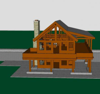 现代建筑木屋SU模型下载_sketchup草图大师SKP模型