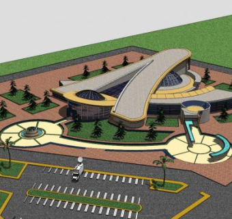 现代购物建筑SU模型下载_sketchup草图大师SKP模型