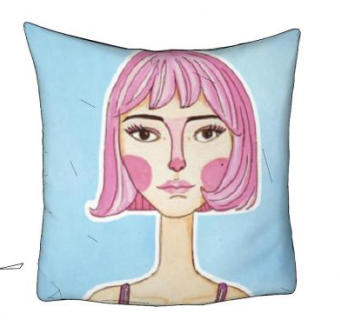 粉发少女蓝色抱枕SU模型下载_sketchup草图大师SKP模型